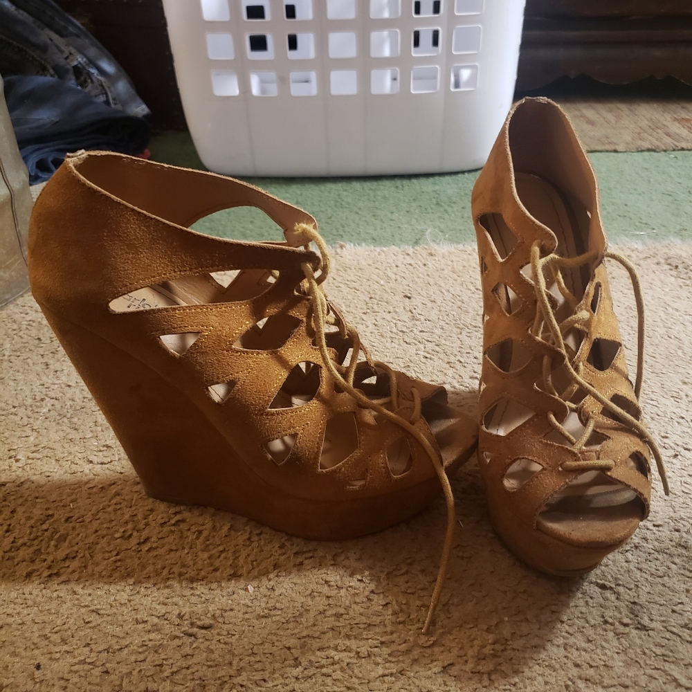 Charlotte Russe peep toe platform wedges